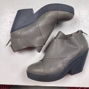 EILEEN FISHER Cosmos Grey Criss Cross Wedge Heel Booties